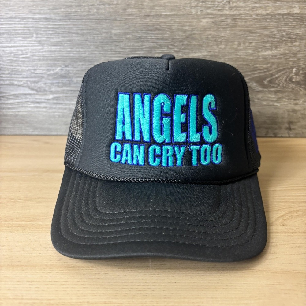 Angels Can Cry Too Hat Cap Snap Back Black Blue Mesh Trucker Desert Winds Mens
